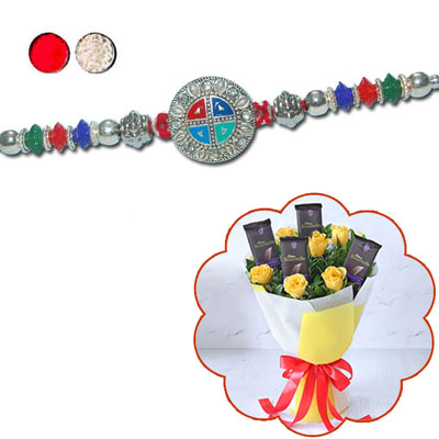 "Rakhi with Flowers - code F02 - Click here to View more details about this Product